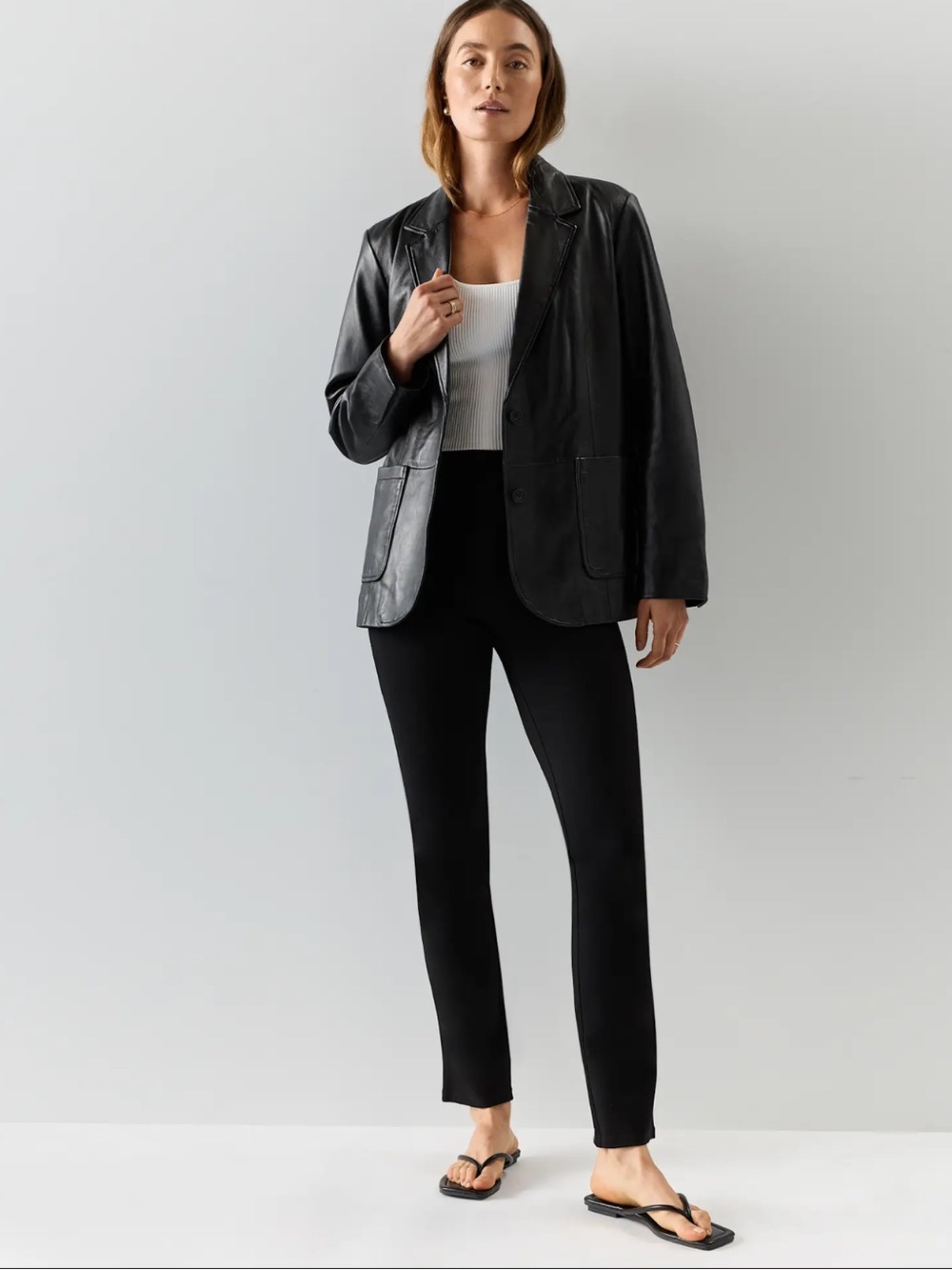 Quince | Ultra Stretch Ponte Straight Leg Black Pants | size S